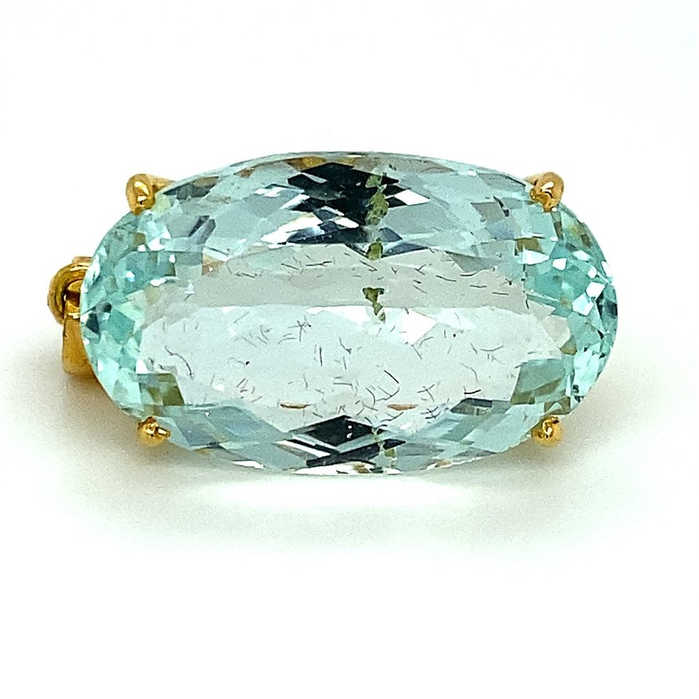 Aquamarine 20.36ct Solid 18K Yellow Gold Pendant